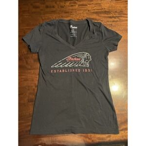 Indian Motorcycle of KC Women's Medium V-Neck T-Shirt Gray Casual Wear